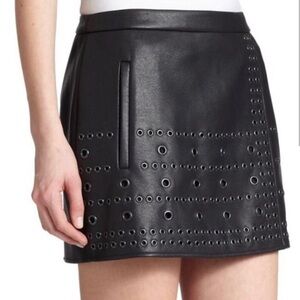 BCBGMAXAZRIA Faux Leather Remi Overlapping Eyelet Mini Skirt SIZE 4 ORIG $268